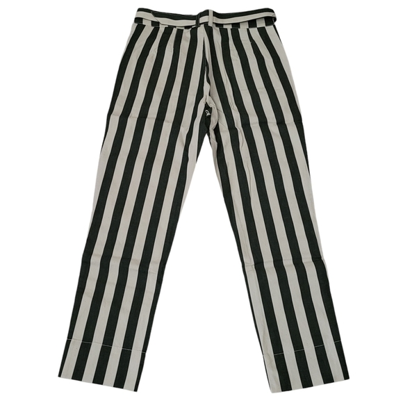 NWT Black Striped High Rise Belted Ankle Pants Size M - Picture 8 of 12
